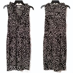 London Style Collection Size 6 Black & White Petal Pattern Dress